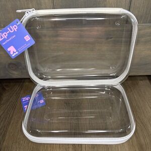 Hard Sided Zipper Pencil Case Clear Set Of 2 Target Up &‎ Up School Storage NEW